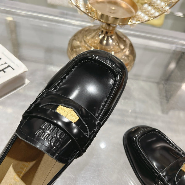 Miu 25C Loafers Black Patent Cowhide 235299