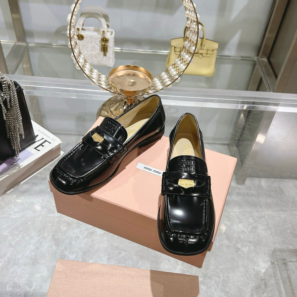 Miu 25C Loafers Black Patent Cowhide 235299