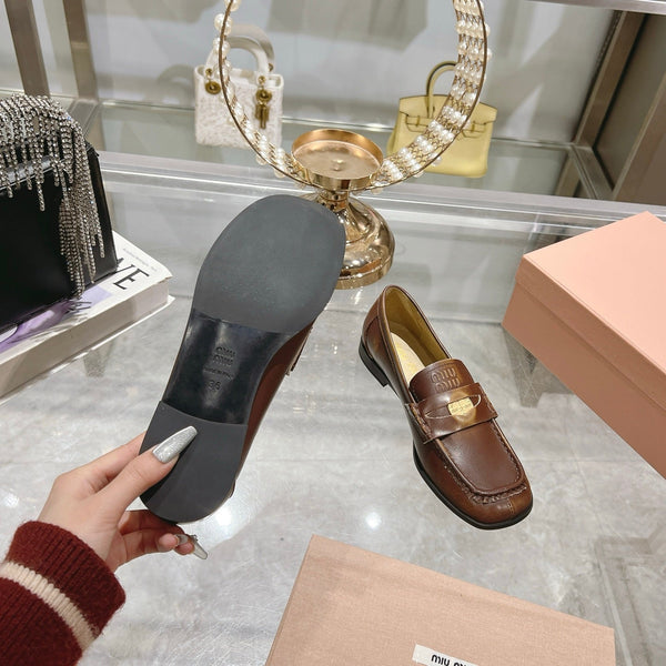 Miu 25C Loafers Coffee Cowhide 235302