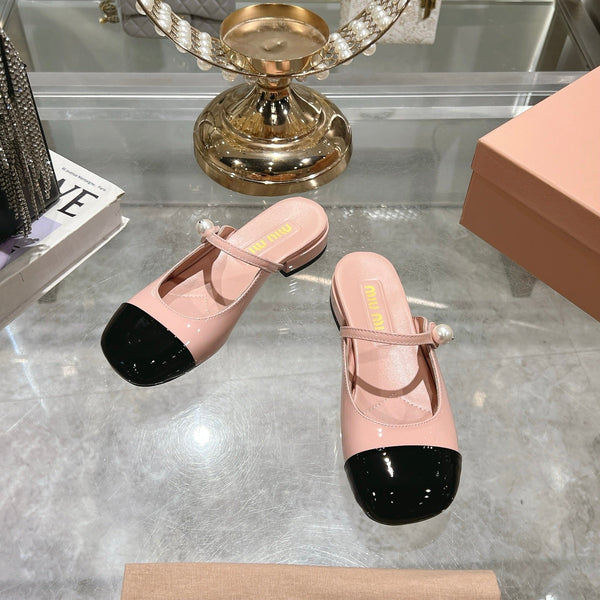 Miu 25C Flat Mule Pink Pastel Patent Leather 235309
