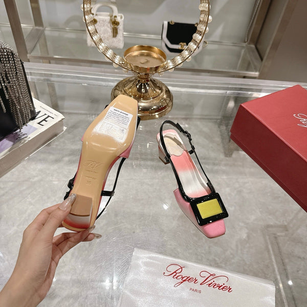 Viv 25 Slingback Pink White Italian Leather 300783