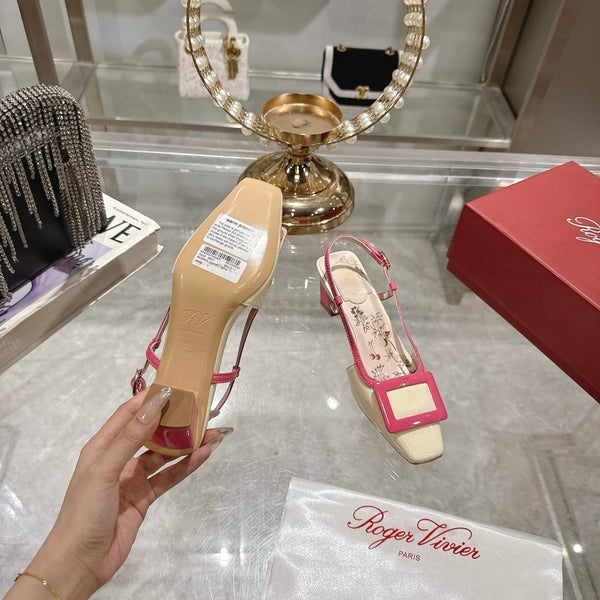 Viv 25 Flower Slingback Pink Italian Leather 300786