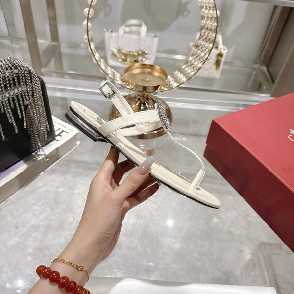 Viv 25 Thong Sandals White Cowhide 334693