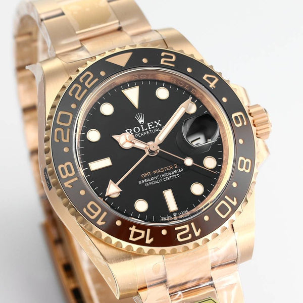 Rolex 25 GMT- Master 40mm Pink Gold Black Dial