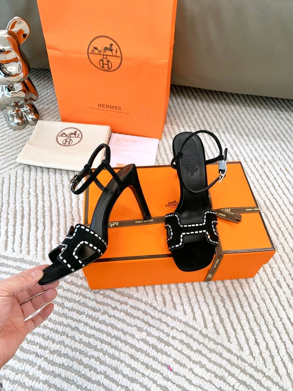 HM Heden sandal 85mm Black With Rhinestones Suede 963266