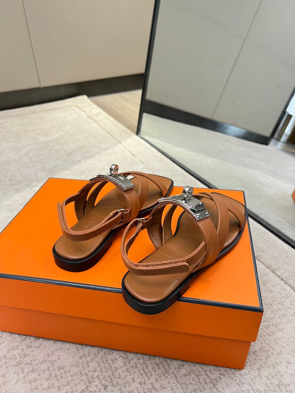 Sandalo Ines in pelle di vitello marrone