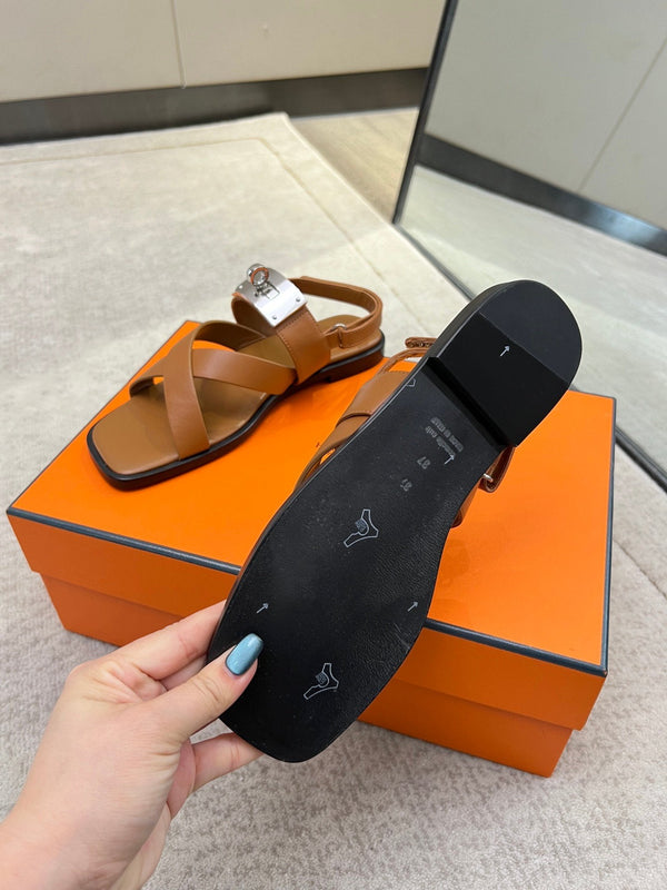 Sandalo Ines in pelle di vitello marrone