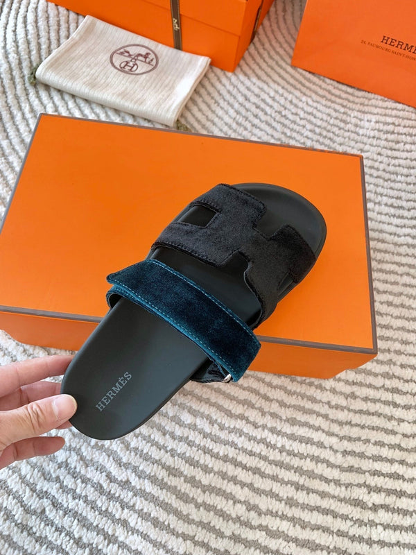 HM Chypre Sandal Black Mix Duck Neck Blue Corduroy 963558