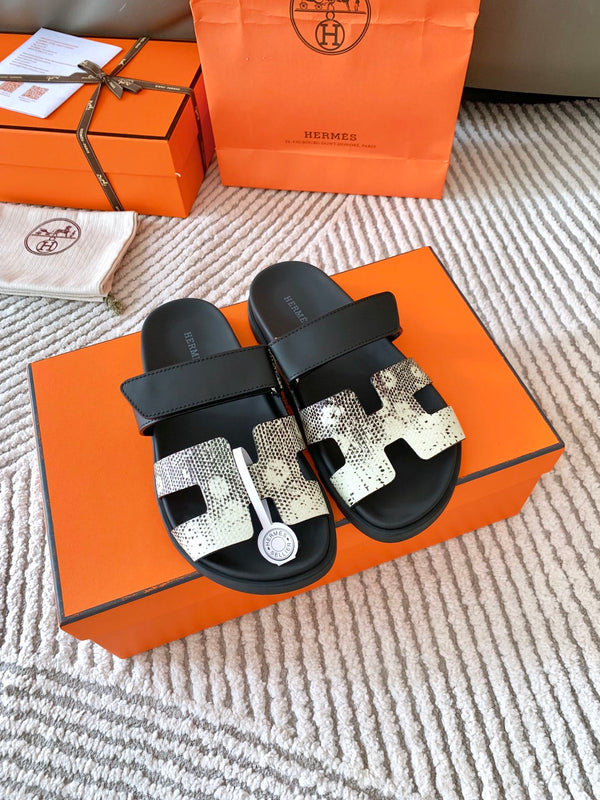 Sandalo HM Cyprus Ombre Bianco Nero Mix Nero Pelle di mucca 963214