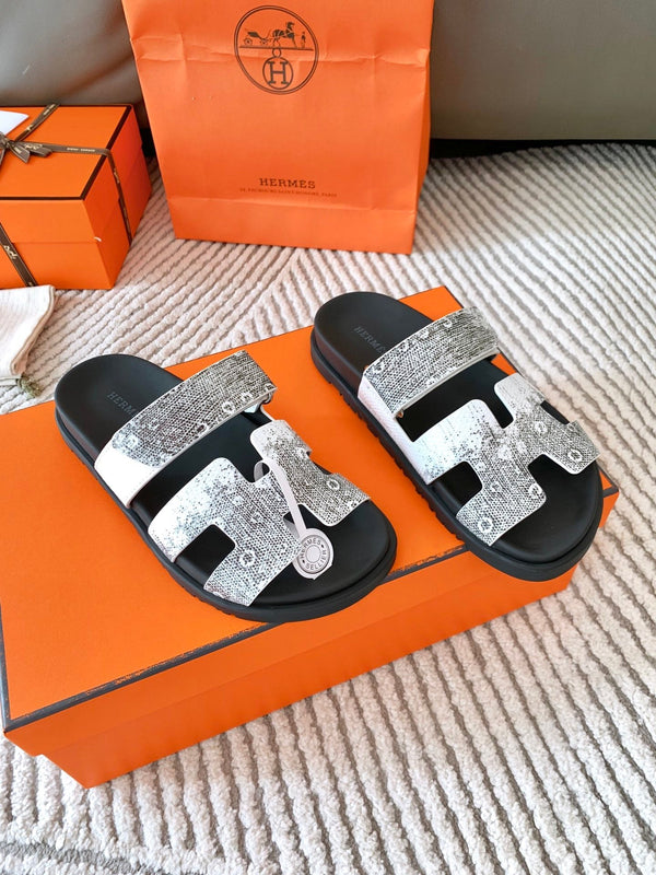 Sandalo HM Cyprus Ombre Bianco Nero Pelle di Vacchetta 963215