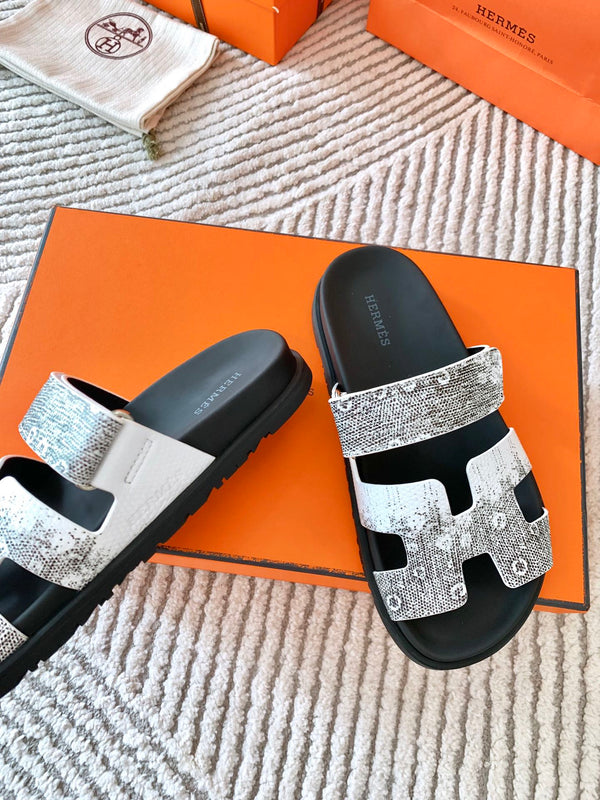 Sandalo HM Cyprus Ombre Bianco Nero Pelle di Vacchetta 963215