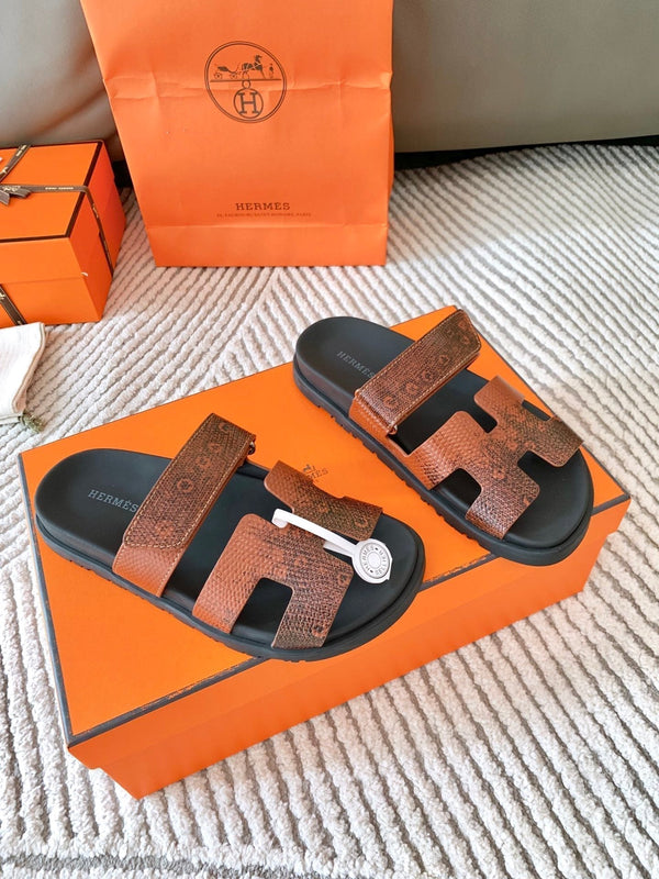 Sandalo HM Cyprus Ombre Marrone Nero Pelle di Vacchetta 963217