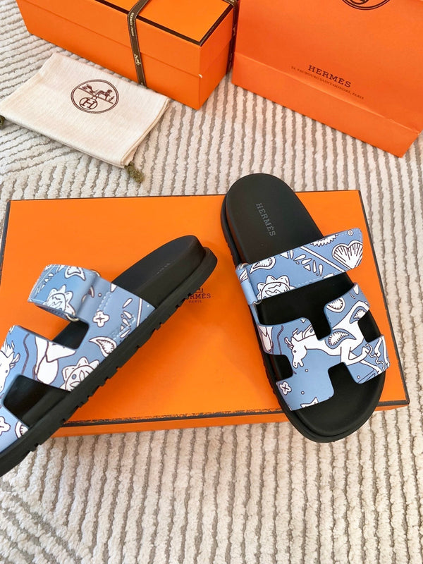 HM Chypre Sandal Cloud Blue With White Pattern Cowhide 963201