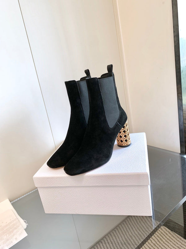 CD Icon Heeled Ankle Boot In Black Suede 993231