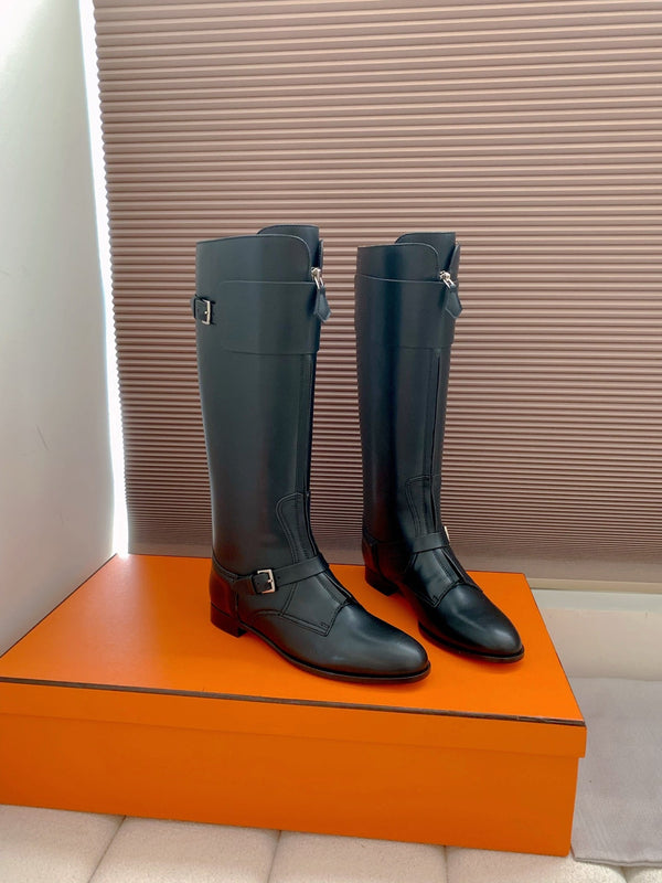 HM Riding Boots Black Cowhide 464356