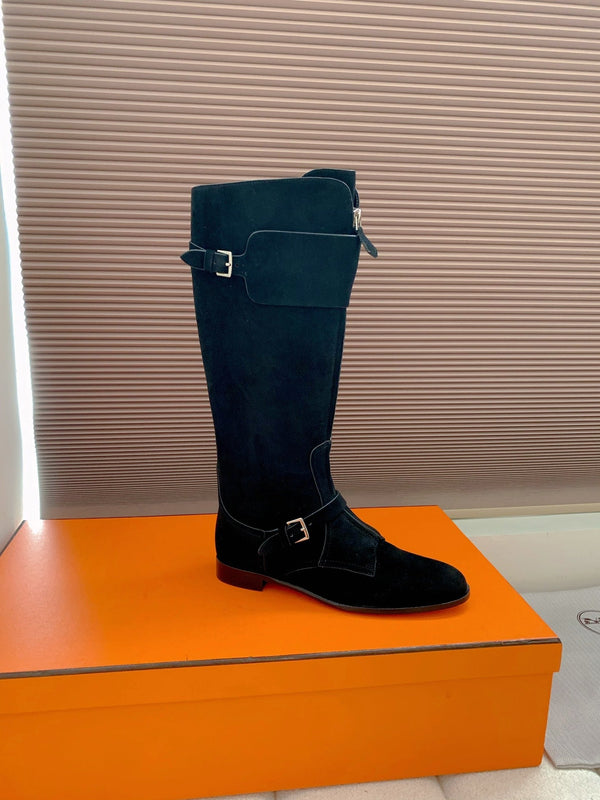 HM Riding Boots Black Suede 464361