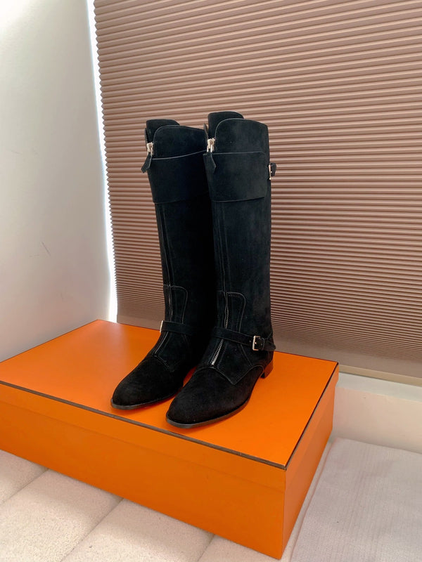 HM Riding Boots Black Suede 464361