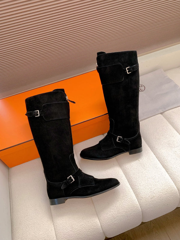 HM Riding Boots Black Suede 464361