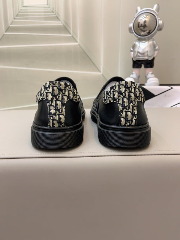 CD B23 SLIP ON BLACK CALFSKIN AND BEIGE FABRIC