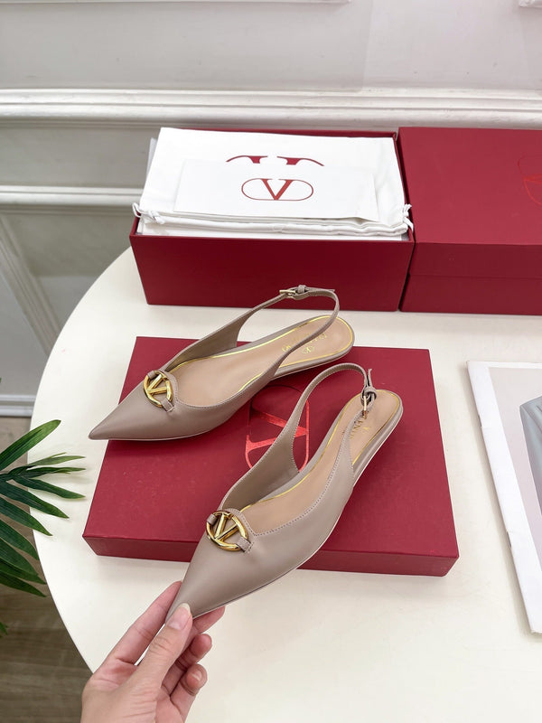 The Bold Edition Vlogo Slingback Flat 20 in pelle di vitello rosa cannella