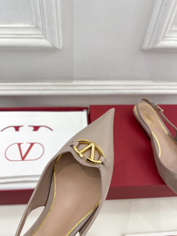 The Bold Edition Vlogo Slingback Flat 20 in pelle di vitello rosa cannella