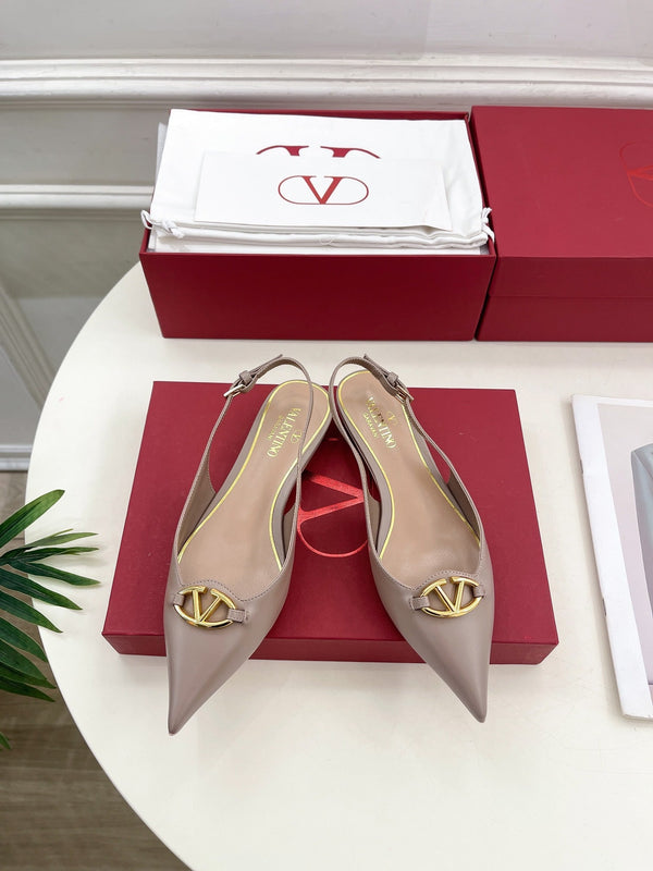 The Bold Edition Vlogo Slingback Flat 20 in pelle di vitello rosa cannella