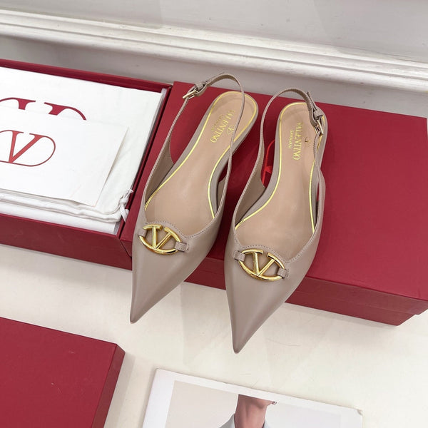 The Bold Edition Vlogo Slingback Flat 20 in pelle di vitello rosa cannella