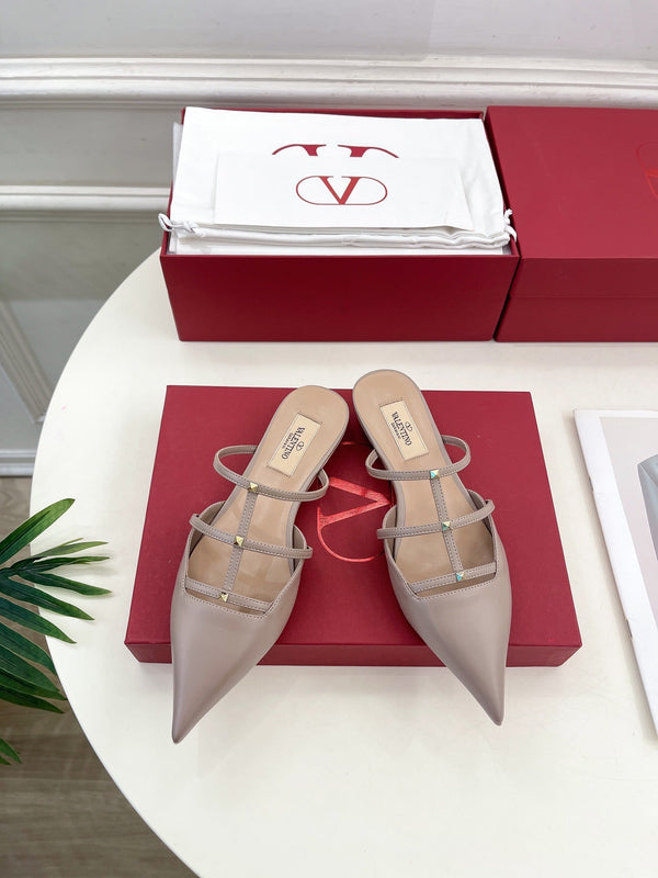 Mule Rockstud Wispy Cinnamon in pelle di vitello rosa 20 mm