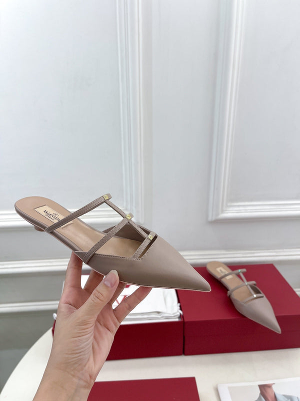 Mule Rockstud Wispy Cinnamon in pelle di vitello rosa 20 mm