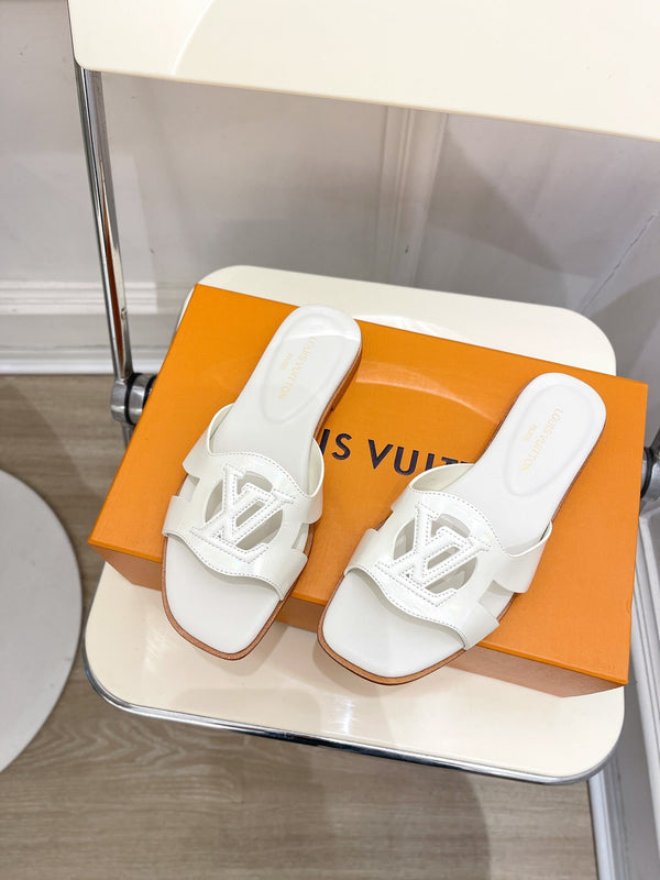 isola flat mule white calfskin