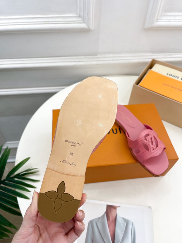 isola flat mule pink calfskin