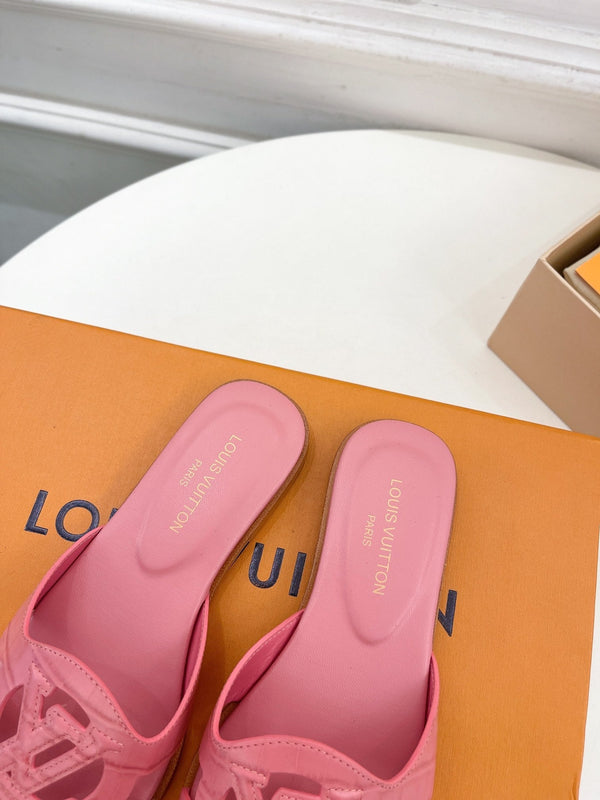 isola flat mule pink calfskin