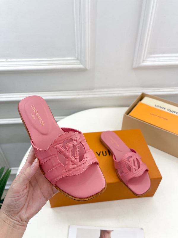 isola flat mule pink calfskin