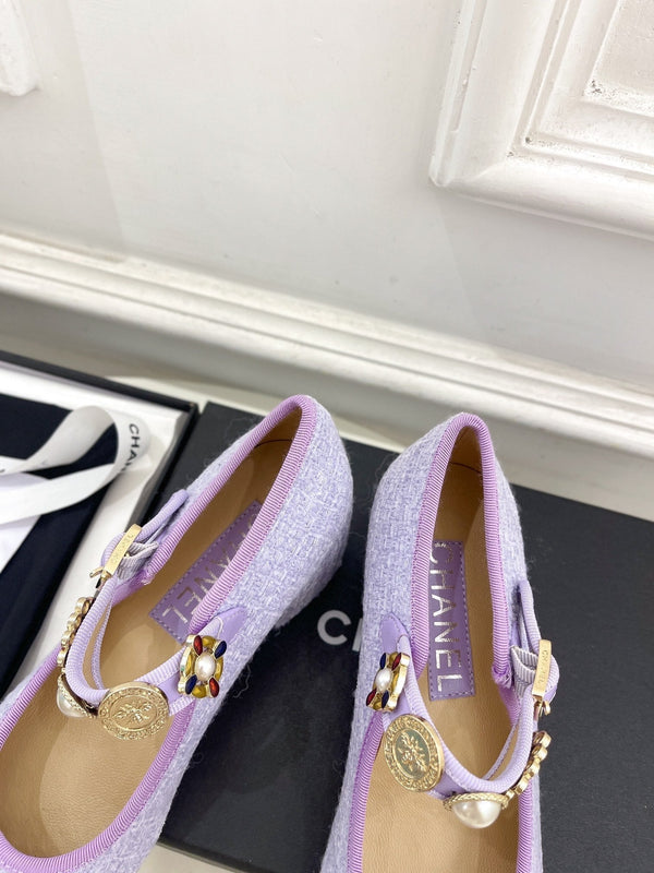 CC High Mary Janes 55mm Light Violet Wool Tweed And Fabric 948819