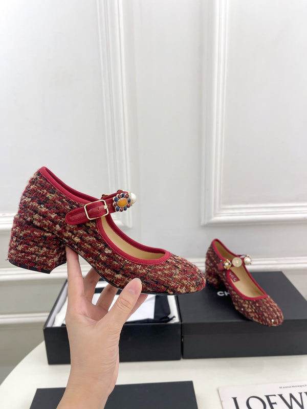 CC High Mary Janes 55mm Colorful Wool Tweed And Fabric 948821