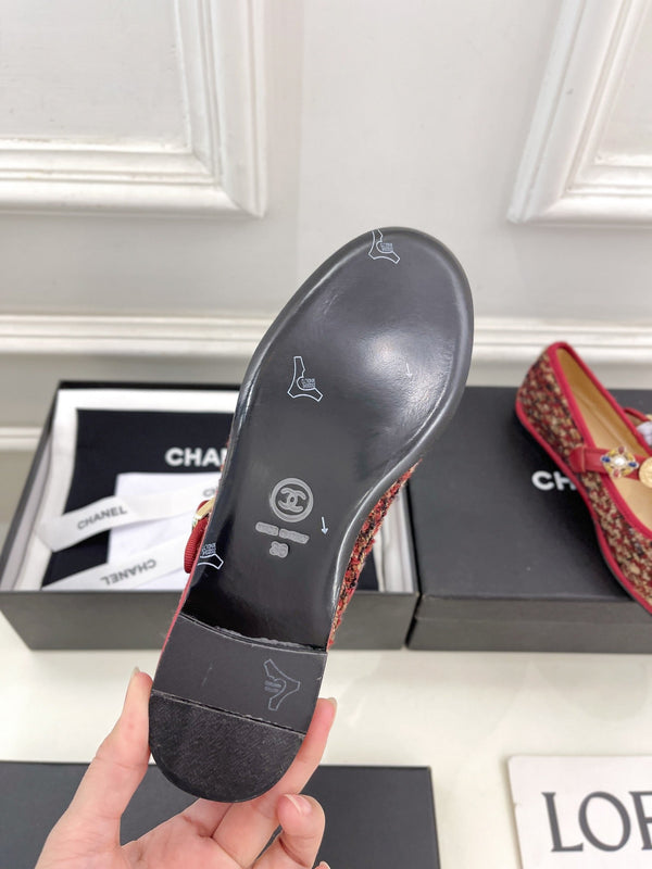 CC Ballet Flats 10mm Colorful Wool Tweed And Fabric 948832