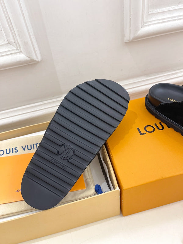 LV Cosy Flat Comfort Clog Black Suede