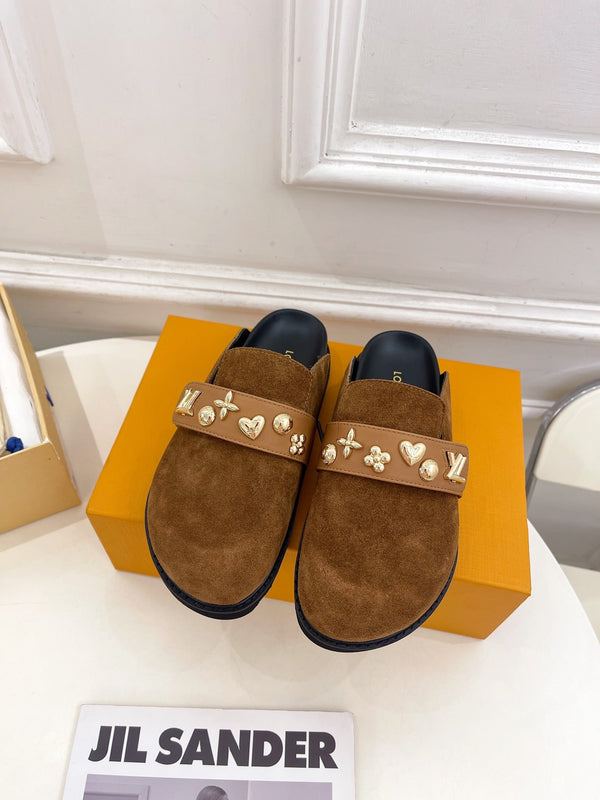 LV Cosy Flat Comfort Clog Brown Suede
