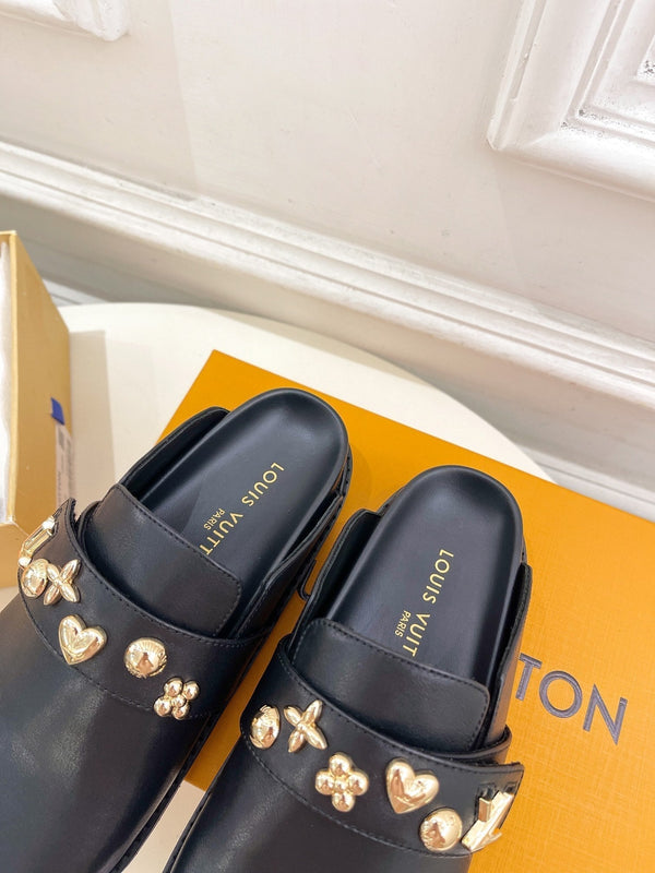 LV Cosy Flat Comfort Clog Black Cowhide
