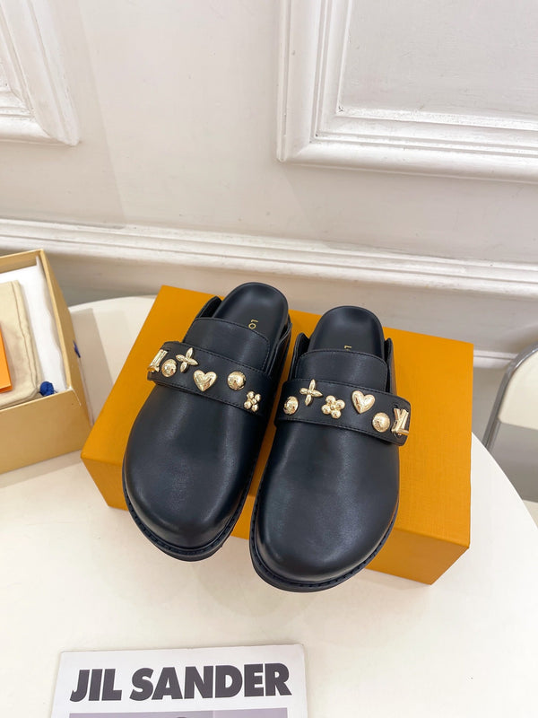 LV Cosy Flat Comfort Clog Black Cowhide