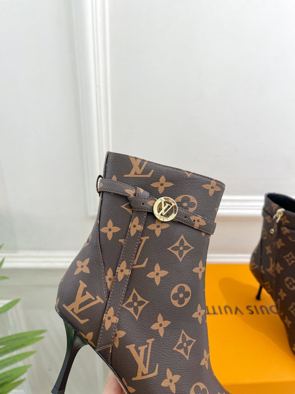 Stivaletto LV Stellar 70mm in pelle di vitello monogramma marrone scuro