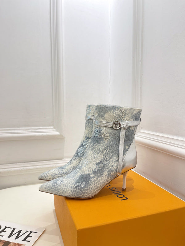 Stivaletto LV Stellar 70mm in pelle di vitello bianca e blu