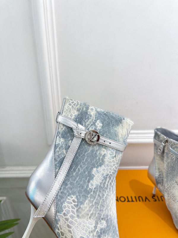 Stivaletto LV Stellar 70mm in pelle di vitello bianca e blu