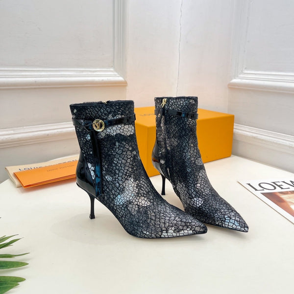 Stivaletto LV Stellar 70mm in pelle di vitello bianca e nera