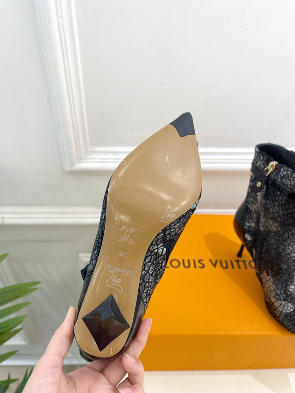 Stivaletto LV Stellar 70mm in pelle di vitello bianca e nera