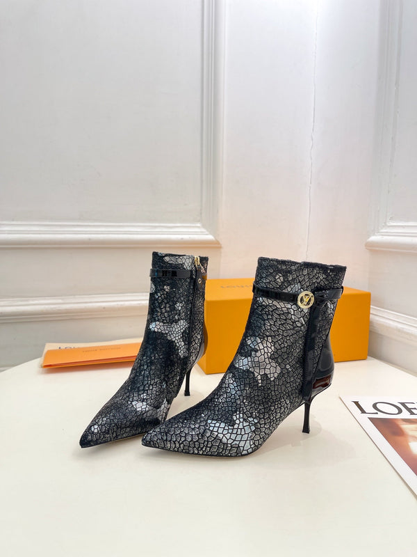 Stivaletto LV Stellar 70mm in pelle di vitello bianca e nera