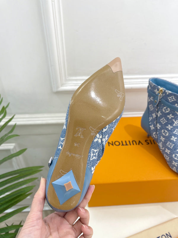 Stivaletto LV Stellar 40mm in tessuto jacquard monogramma azzurro