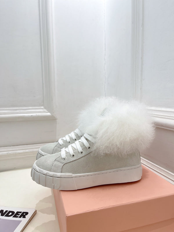 Miu Ankle Boots Smoke Gray Wool