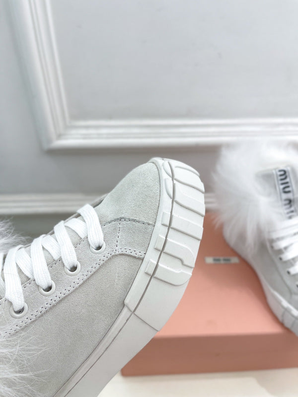 Miu Ankle Boots Smoke Gray Wool