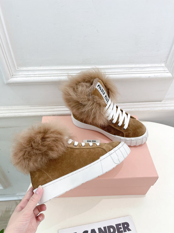 Miu Ankle Boots Tawny Wool